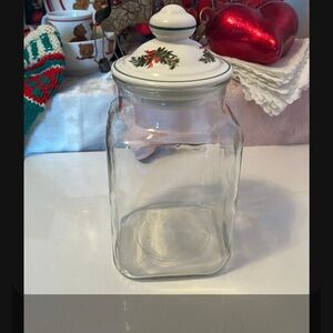 Vintage Pfaltzgraff Christmas Heritage Collectible  Glass Jar with Festive Lid